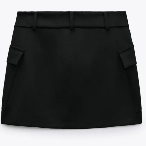Zara Black Cargo Skirt Size S - Picture 7 of 11